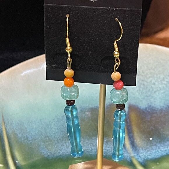 Handcrafted Lampwork Artisan Glass Bead Earrings with Sterling Hooks - Picture 1 of 1